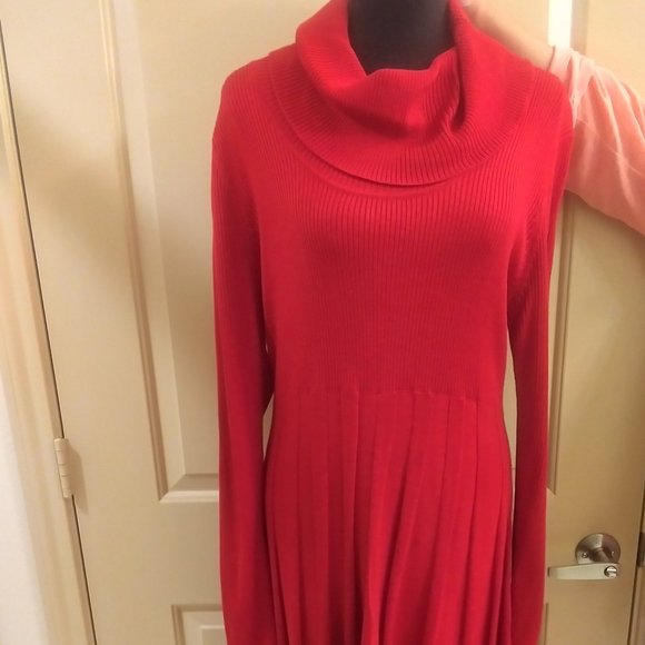 calvin klein red sweater dress